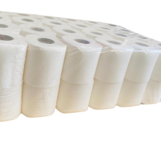 Stack of white paper towels on a white background