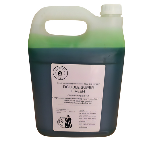 Jug of Double Super Green dishwashing liquid on a white background