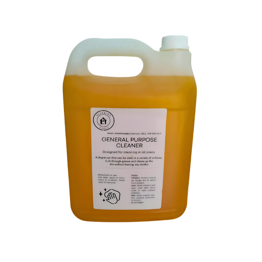Orange container of general purpose cleaner with a white label on a white background