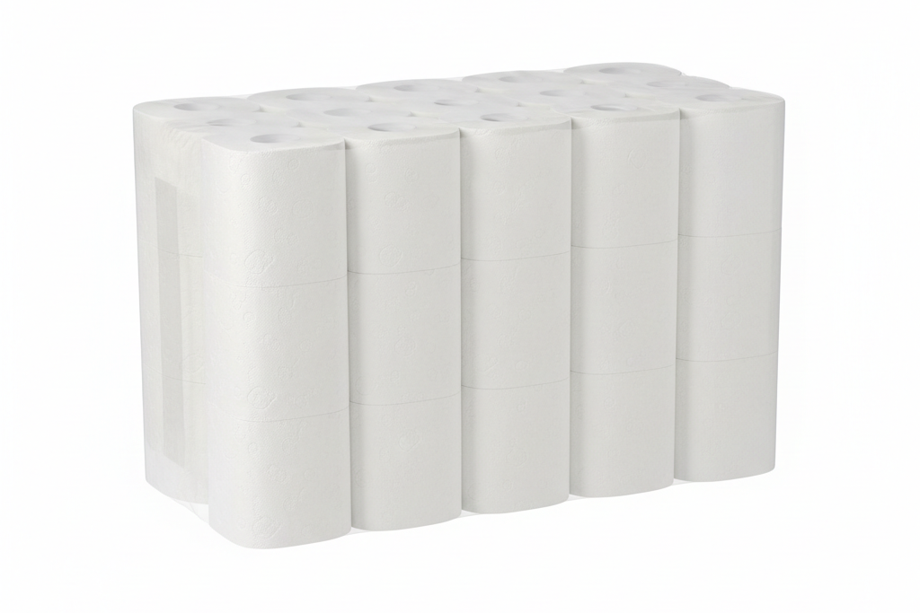 Stack of white paper towels on a white background