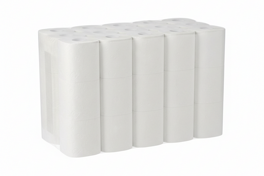 Stack of white paper towels on a white background